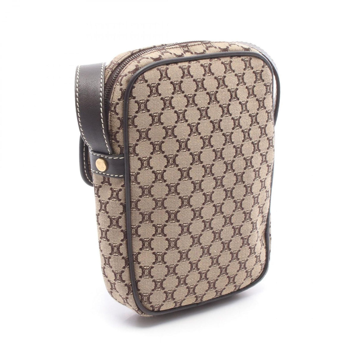 Celine Shoulder Bag Macadam Beige Canvas Leather Mini — view 2