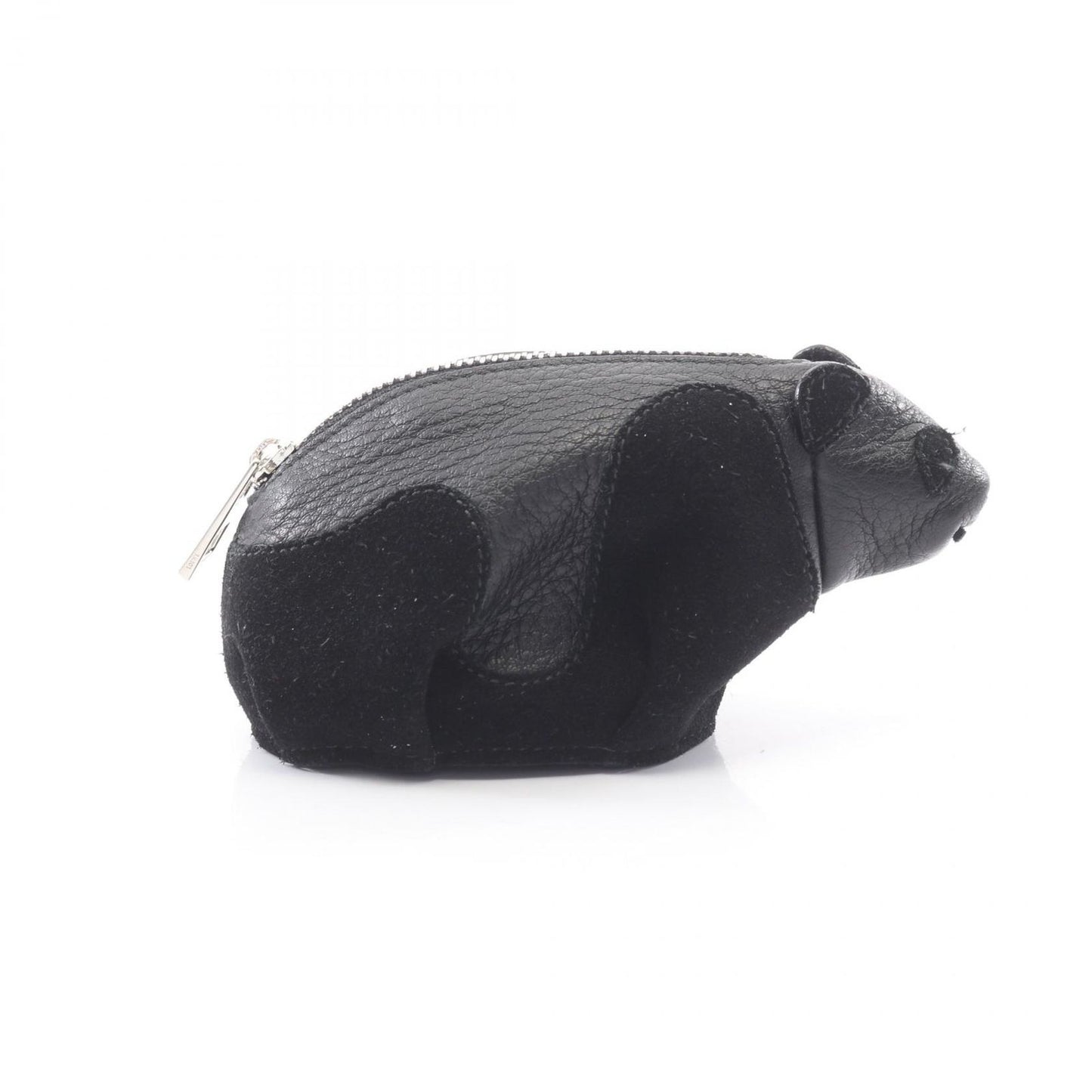 Loewe Coin Case Panda Purse Black Leather Suede