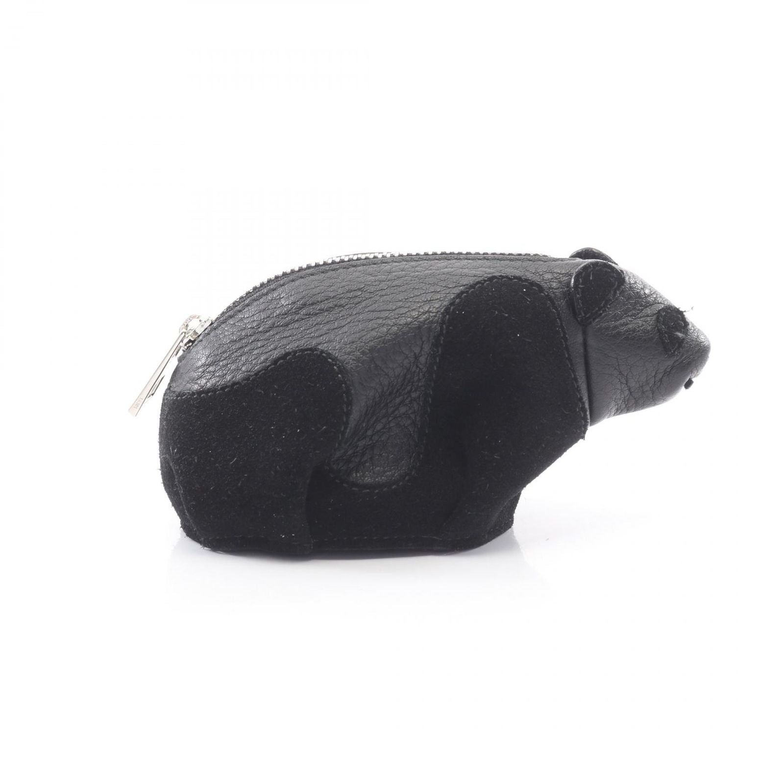 Loewe Coin Case Panda Purse Black Leather Suede