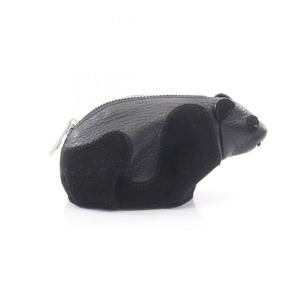 Loewe Coin Case Panda Purse Black Leather Suede