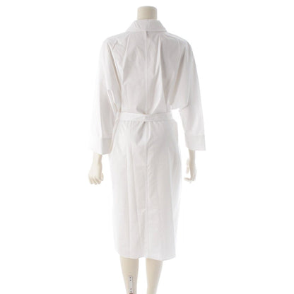 Hermes Cotton Hiyoko Carriage Embroidery Pocket Belt Shirt Dress White 38 — view 4