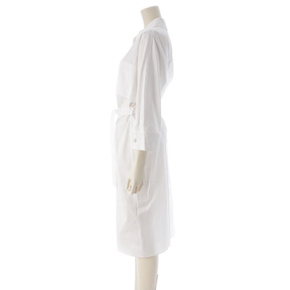 Hermes Cotton Hiyoko Carriage Embroidery Pocket Belt Shirt Dress White 38 — view 3