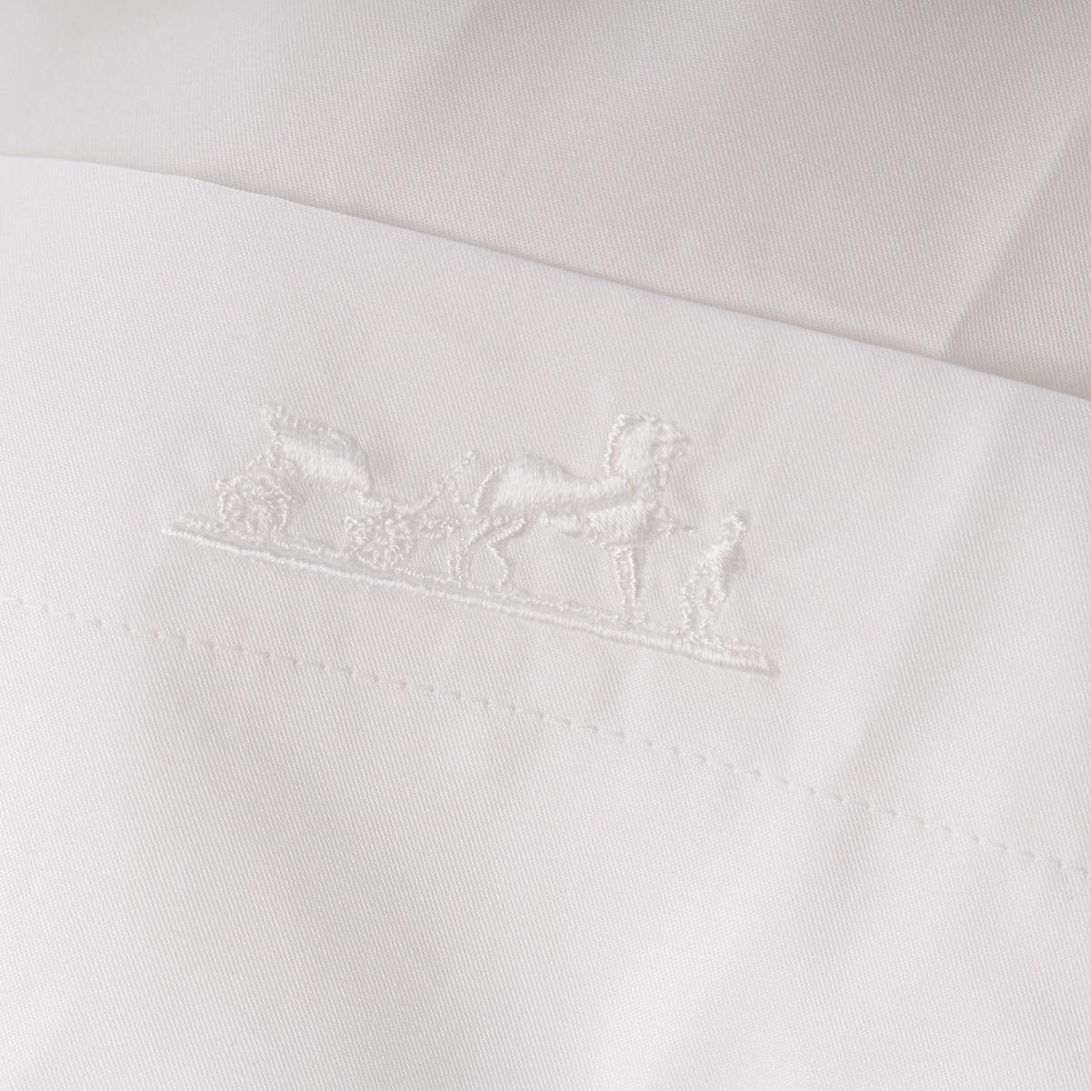 Hermes Cotton Hiyoko Carriage Embroidery Pocket Belt Shirt Dress White 38 — view 7