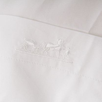 Hermes Cotton Hiyoko Carriage Embroidery Pocket Belt Shirt Dress White 38 — view 7