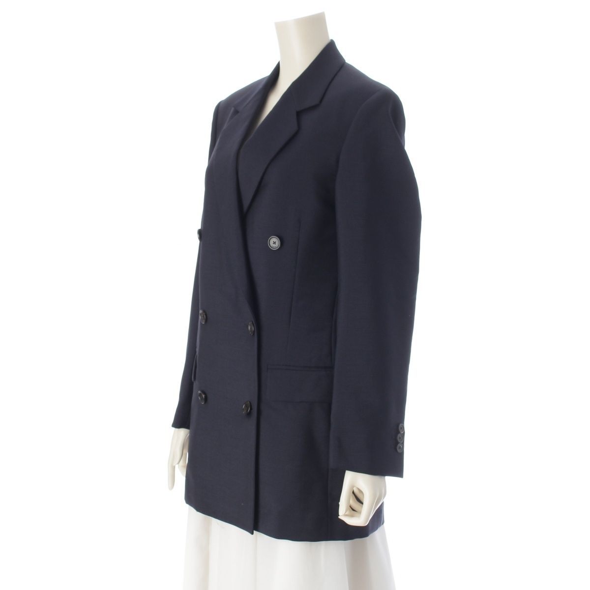 Loewe Mohair Wool Double Breasted Terre Jacket Navy 36 — view 2