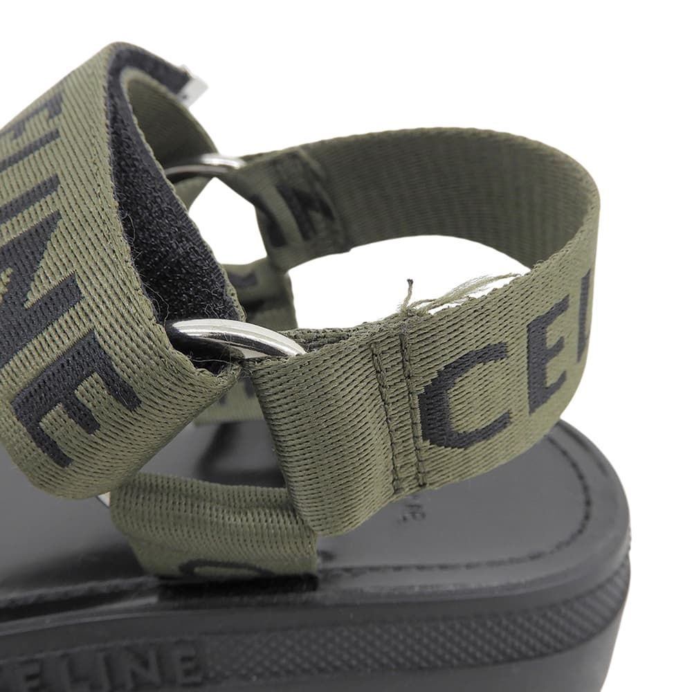 Celine Leo Strappy Logo Sandals Black Khaki Green — view 4