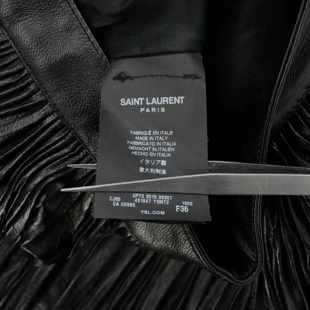 Saint Laurent Paris Lambskin Pleated Skirt Mini Length Tulle Layered 36 Black — view 8