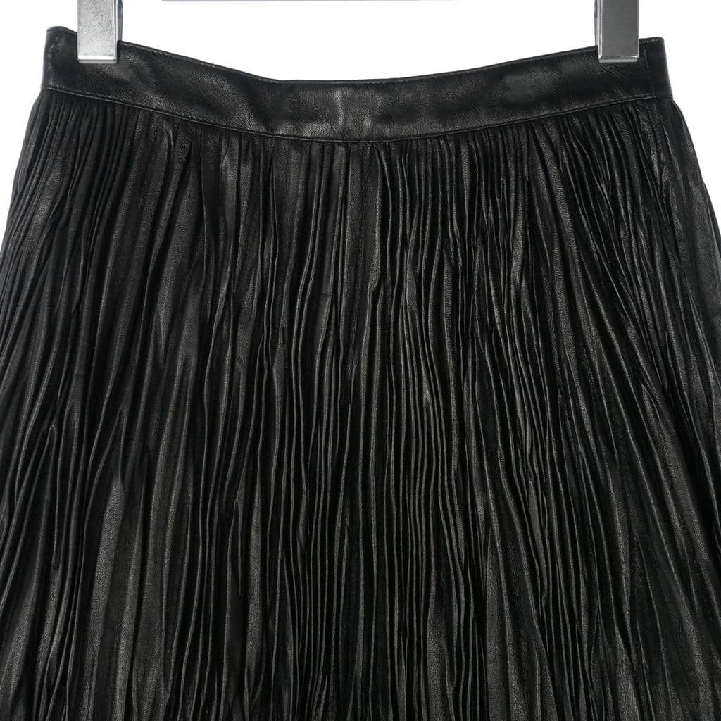 Saint Laurent Paris Lambskin Pleated Skirt Mini Length Tulle Layered 36 Black — view 5
