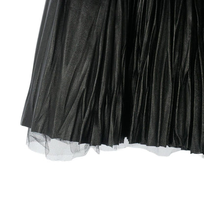 Saint Laurent Paris Lambskin Pleated Skirt Mini Length Tulle Layered 36 Black — view 3