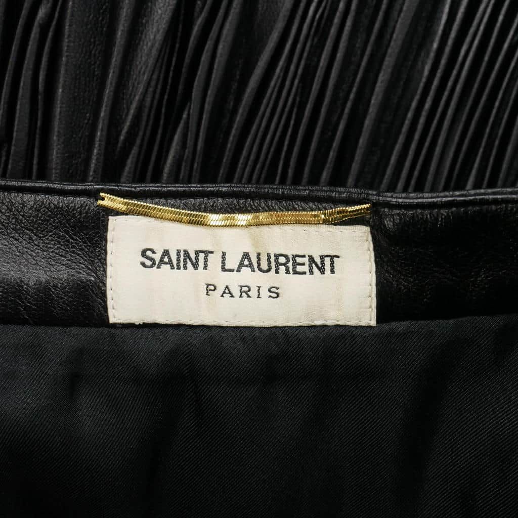 Saint Laurent Paris Lambskin Pleated Skirt Mini Length Tulle Layered 36 Black — view 7