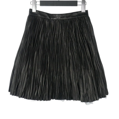 Saint Laurent Paris Lambskin Pleated Skirt Mini Length Tulle Layered 36 Black — view 4
