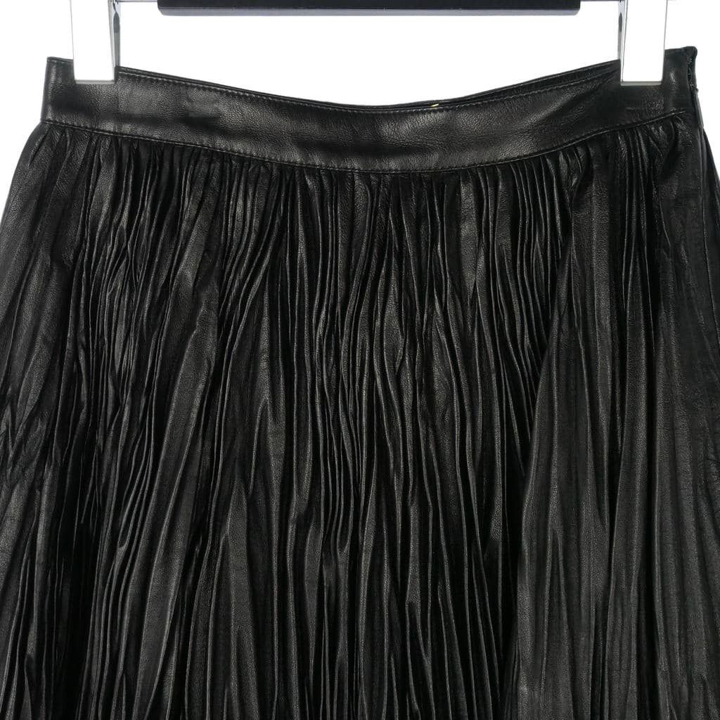 Saint Laurent Paris Lambskin Pleated Skirt Mini Length Tulle Layered 36 Black — view 2