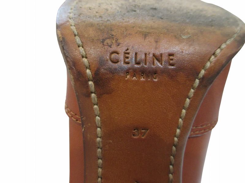 Celine Side Gore Boots High Block Heels Brown — view 8