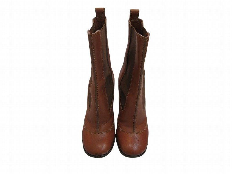 Celine Side Gore Boots High Block Heels Brown — view 2