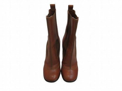 Celine Side Gore Boots High Block Heels Brown — view 2