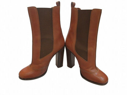 Celine Side Gore Boots High Block Heels Brown — view 5