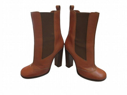 Celine Side Gore Boots High Block Heels Brown — view 6