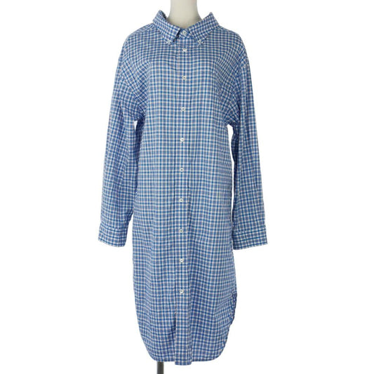 Balenciaga Check Cotton Shirt Dress Long Length Long Sleeve 34 Blue
