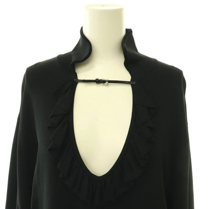 Gucci Gathered Frill Neck Blouse Pullover Long Sleeve L Black HS Sweater — view 4