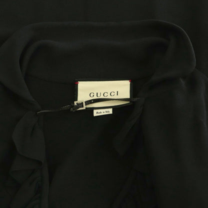 Gucci Gathered Frill Neck Blouse Pullover Long Sleeve L Black HS Sweater — view 6