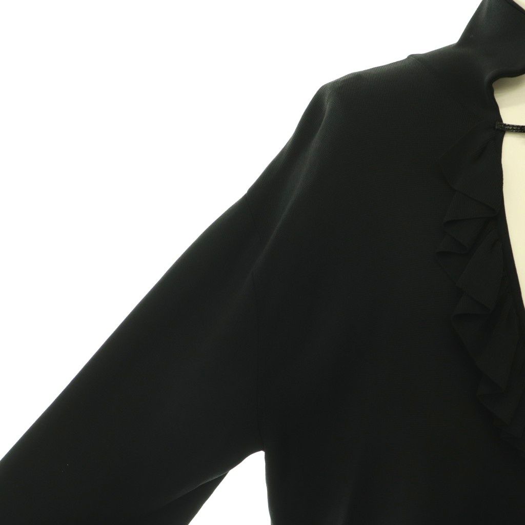 Gucci Gathered Frill Neck Blouse Pullover Long Sleeve L Black HS Sweater — view 5