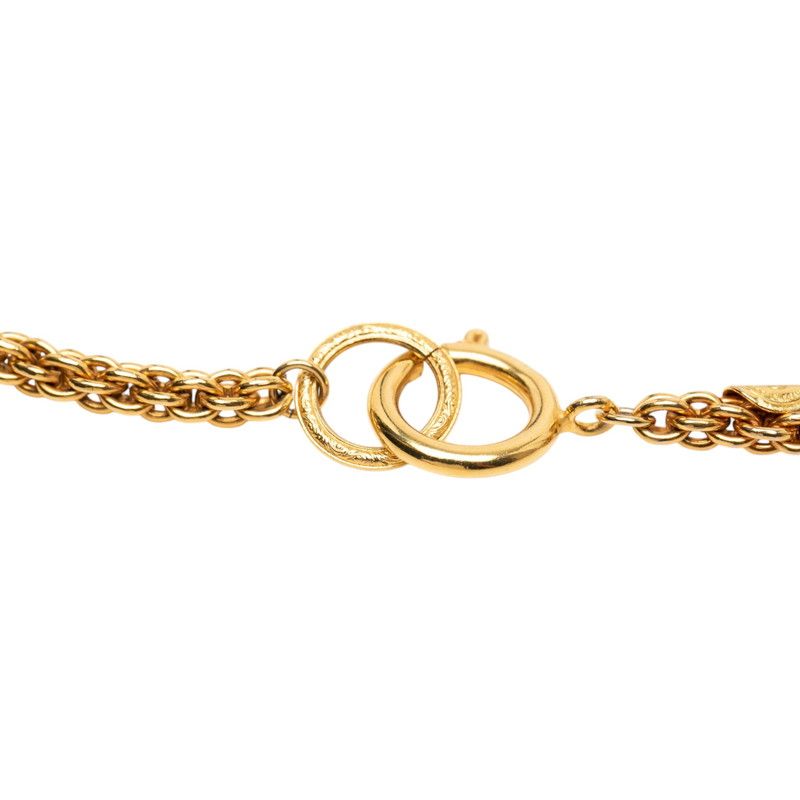 Chanel Diamond Motif Double Strand Chain Necklace Gold Plated Rhinestone — view 4