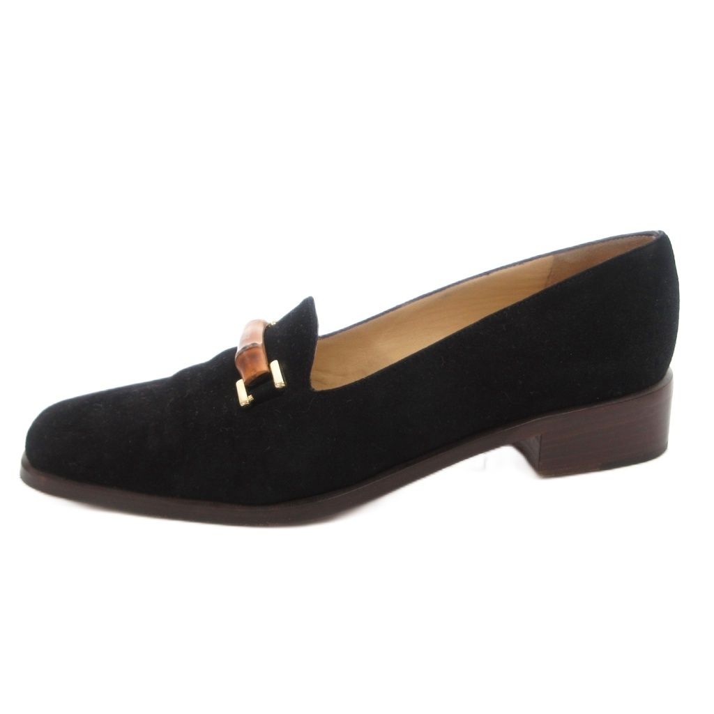 Gucci Bamboo Loafers Shoes Suede Black 36 — view 2