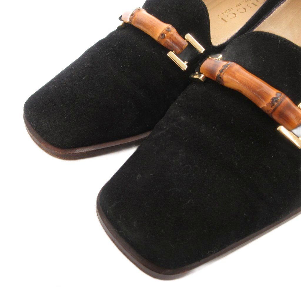 Gucci Bamboo Loafers Shoes Suede Black 36 — view 3