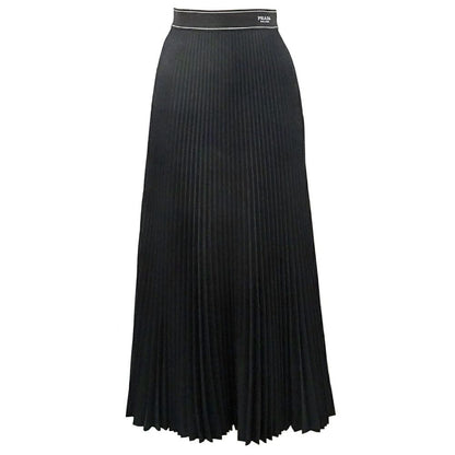 Prada Long Pleated Skirt 36 Black Polyester
