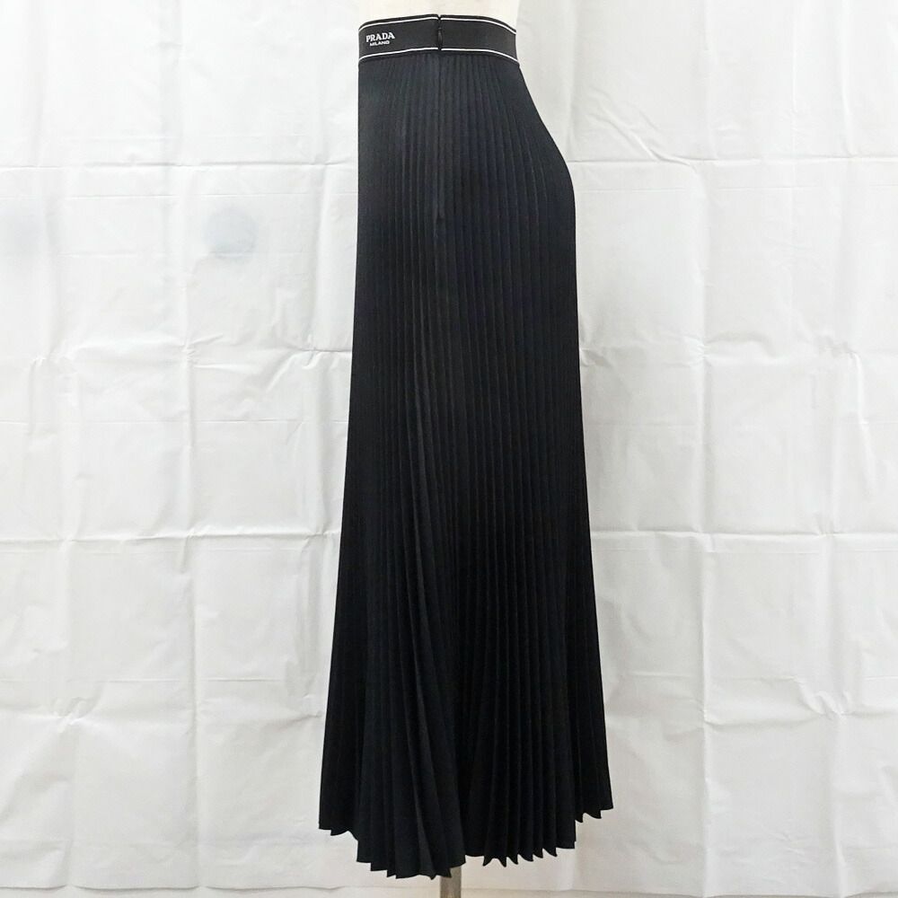 Prada Long Pleated Skirt 36 Black Polyester — view 2