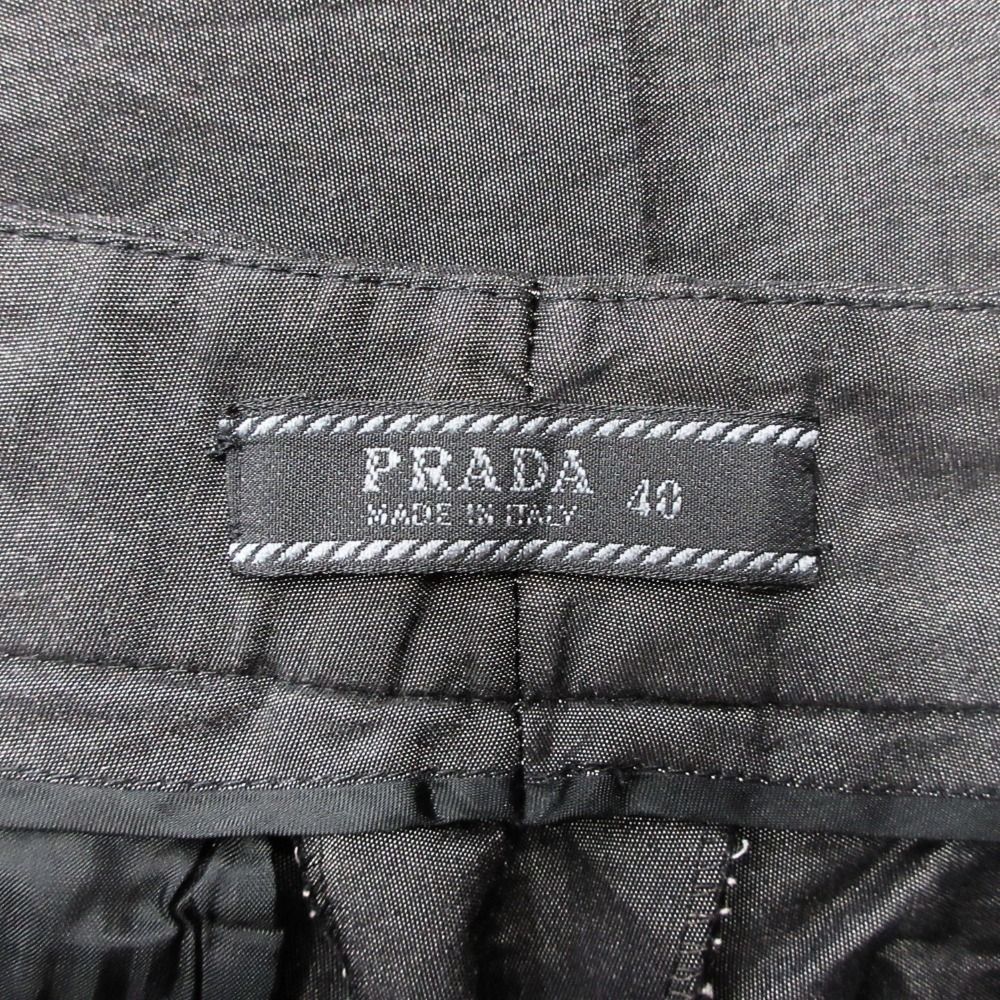 Prada Trousers Pants Straight Pleated Cotton Vintage 40 Gray — view 6