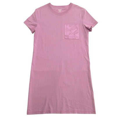 Hermes Jacquard Pocket Dress Top Horse Tackle Embroidery 36 Purple
