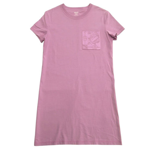 Hermes Jacquard Pocket Dress Top Horse Tackle Embroidery 36 Purple