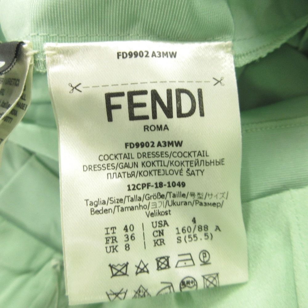 Fendi Asymmetric Dress Cami Pleated Skirt Long Sleeveless 40 Green — view 7