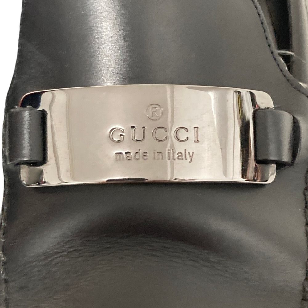 Gucci Silver Plate Leather Loafers Black 36.5 — view 6