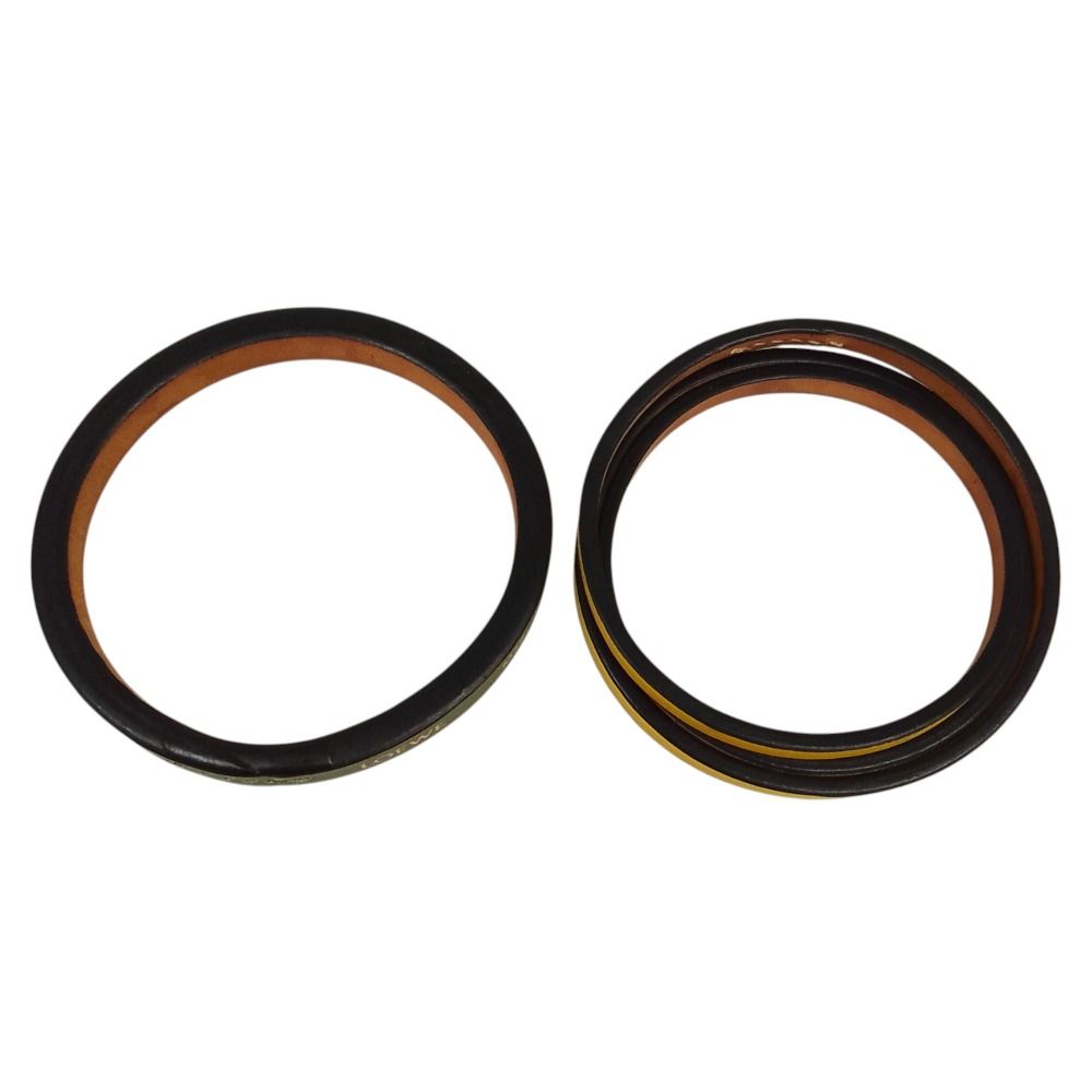 Loewe Leather Double Bangle Set Green Yellow Bracelet — view 6