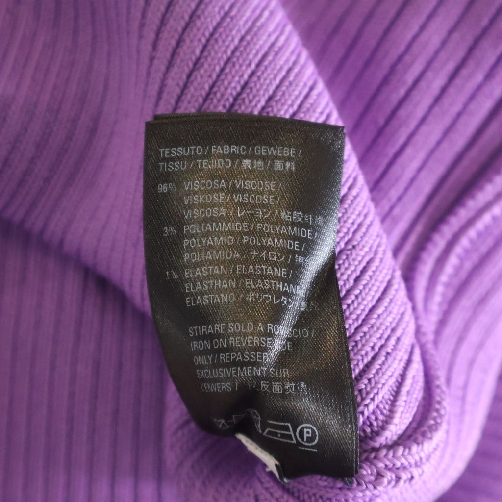 Balenciaga Logo Patch Crew Neck Rib Knit Sweater Purple — view 7