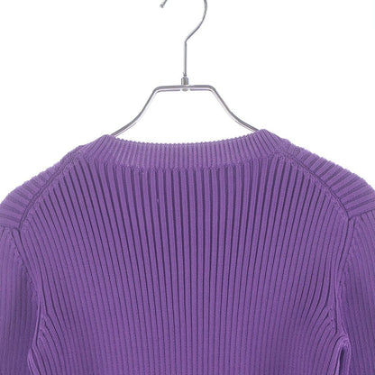 Balenciaga Logo Patch Crew Neck Rib Knit Sweater Purple — view 4