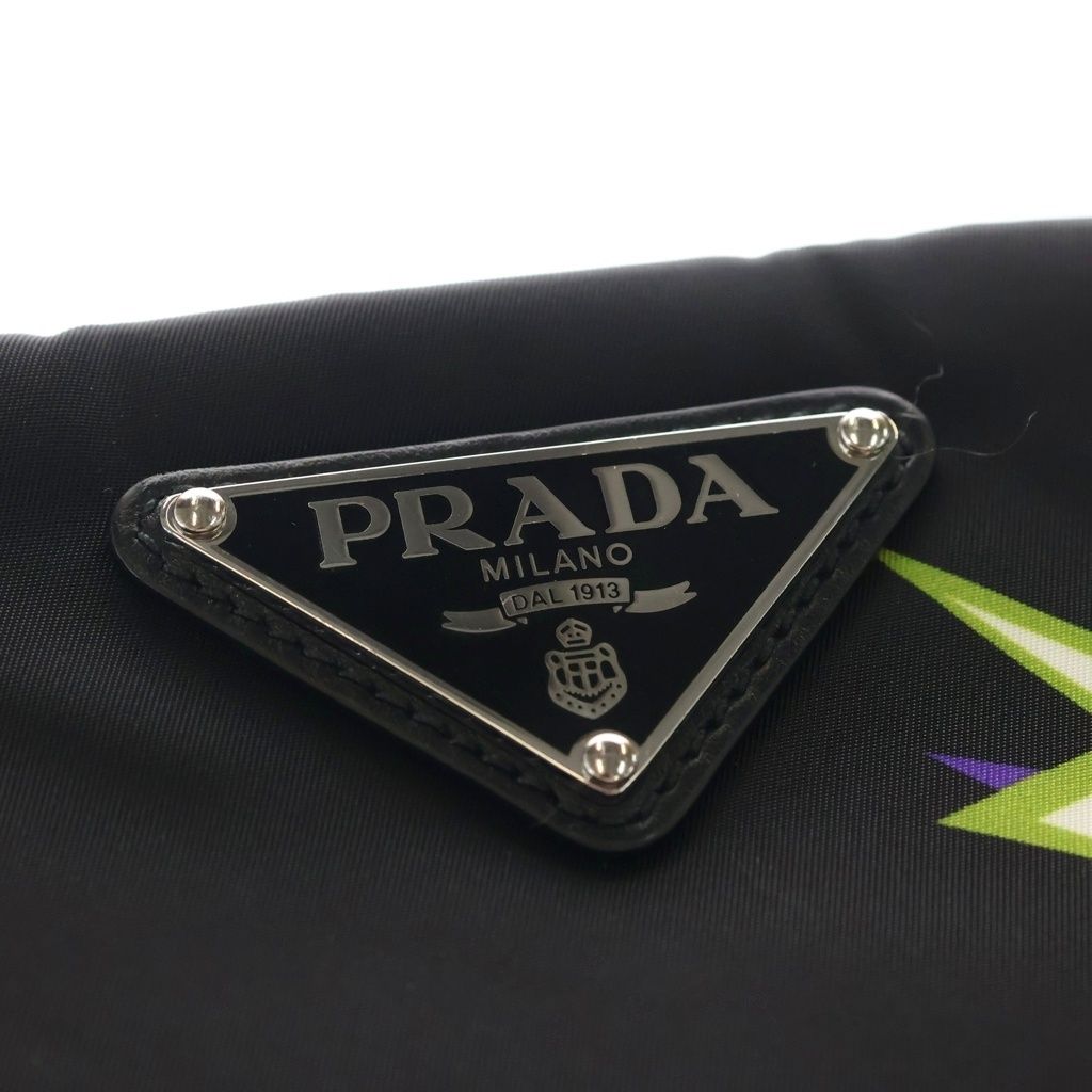 Prada Frankenstein Heart Nylon Bolt Clutch Pouch Black — view 6