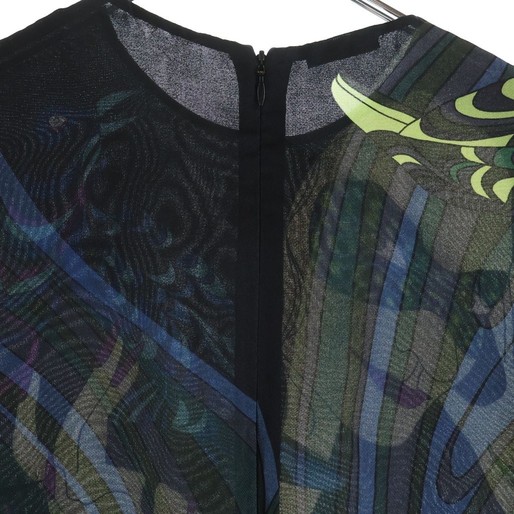 Miu Miu Silk Dress All Over Pattern Black — view 4