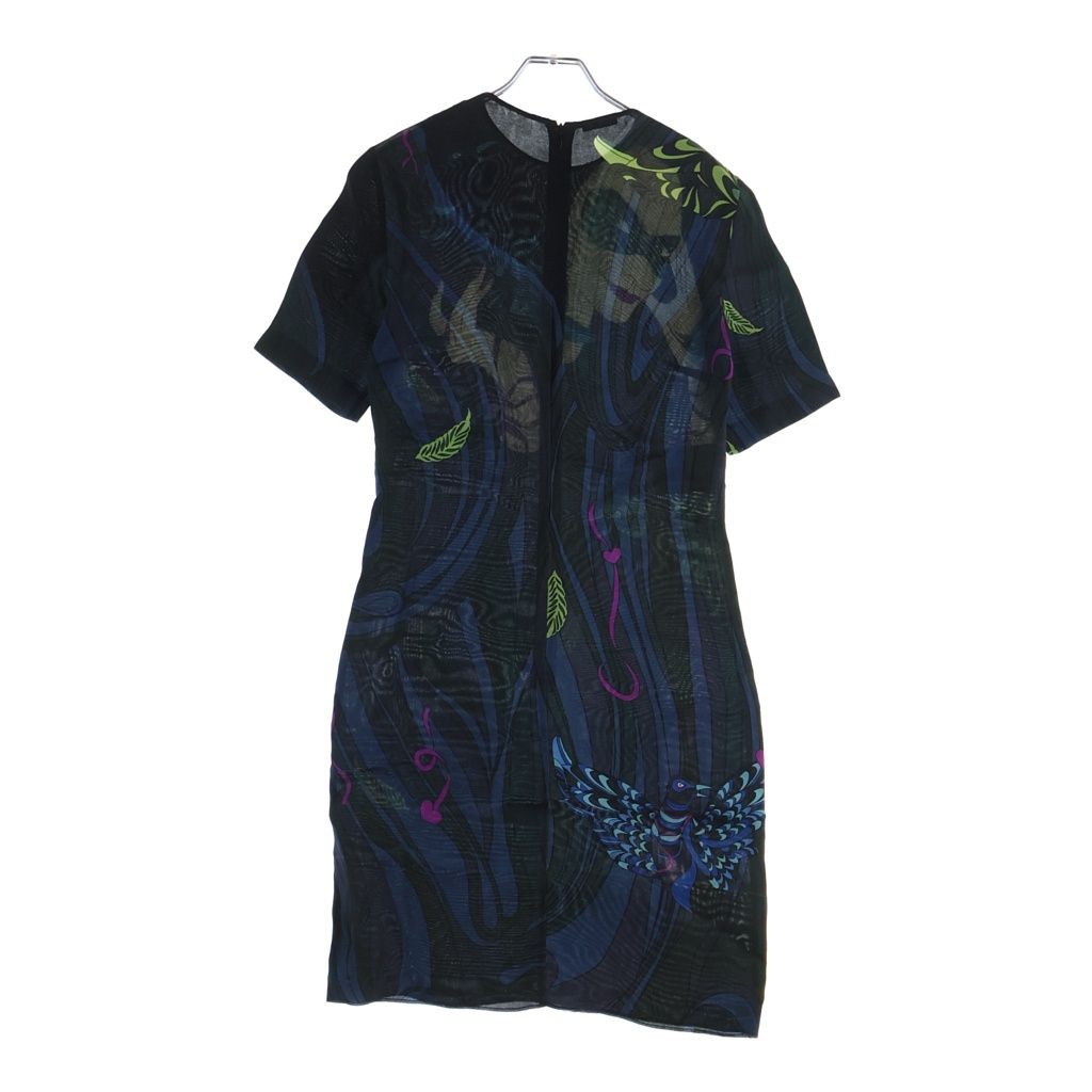 Miu Miu Silk Dress All Over Pattern Black — view 2