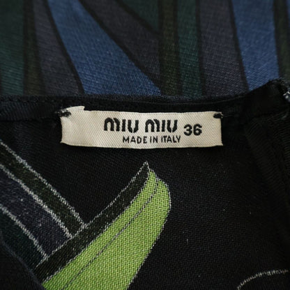 Miu Miu Silk Dress All Over Pattern Black — view 7