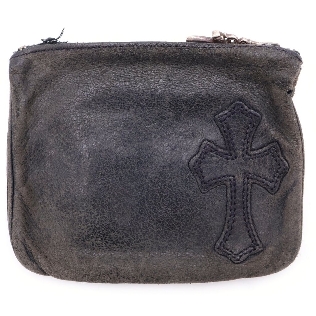 Chrome Hearts Zpr Chng Purse Cross Patch Change Leather Coin Case Black
