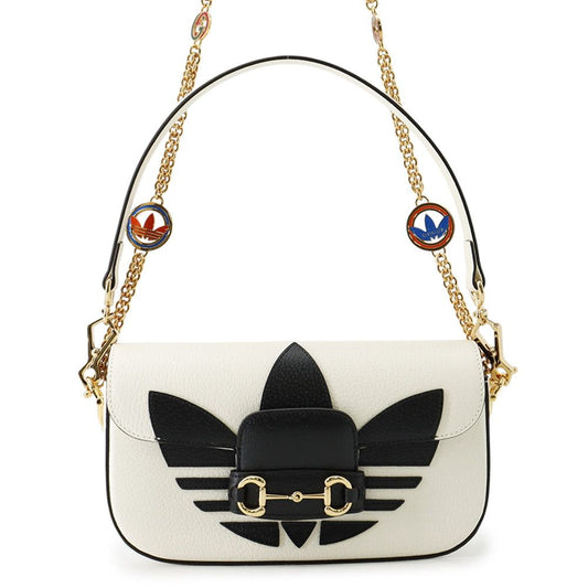 Gucci Chain Shoulder Bag Adidas Collaboration Horsebit 1955 Small 2-Way White
