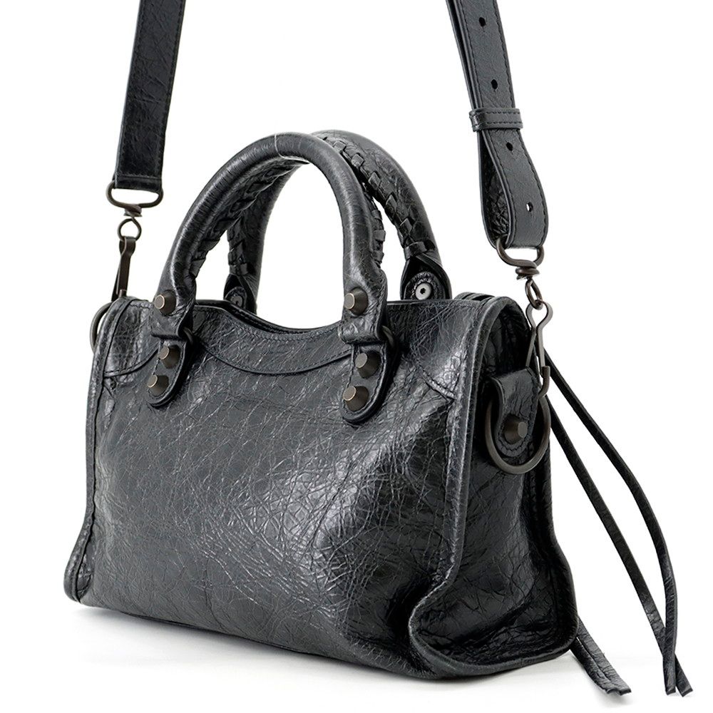 Balenciaga Shoulder Bag le City Mini Arena Lambskin 2-Way Black — view 2