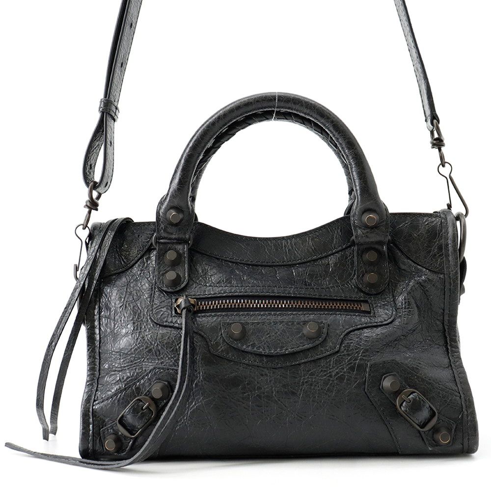 Balenciaga Shoulder Bag le City Mini Arena Lambskin 2-Way Black