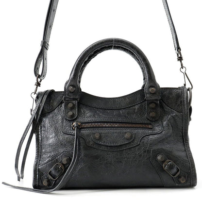 Balenciaga Shoulder Bag le City Mini Arena Lambskin 2-Way Black