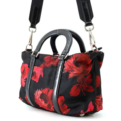 Prada Handbag Flower Motif Nylon 2-Way Shoulder Black — view 2