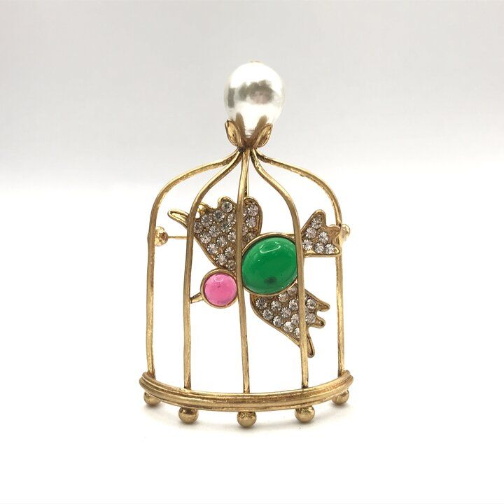 Chanel Gripoix Birdcage Faux Pearl Brooch — view 2
