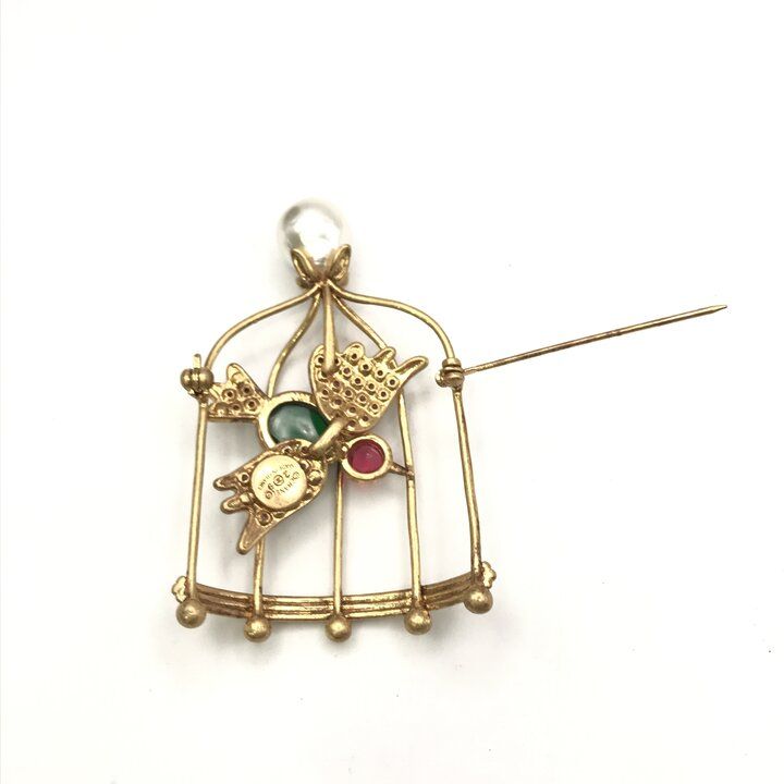 Chanel Gripoix Birdcage Faux Pearl Brooch — view 6